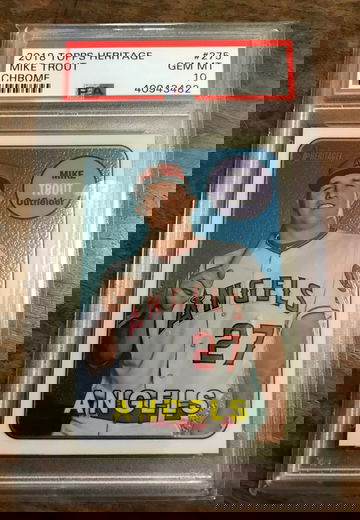 2018 TOPPS HERITAGE CHROME MIKE TROUT PSA 10 GEM MINT /999