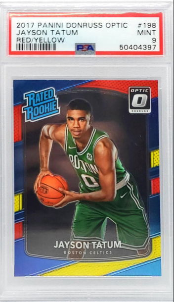 Jayson Tatum PSA 9 Red Yellow Optic 