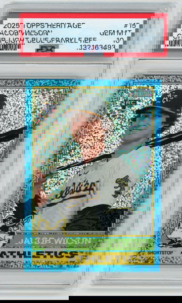 JACOB WILSON 2025 Topps Heritage Chrome Light Blue Sparkle Refractor Rc #15 PSA 10