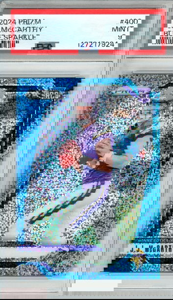 2024 PANINI PRIZM JJ MCCARTHY #400 BLUE SPARKLE 24 OF 96 ROOKIE RC PSA 9 MINT
