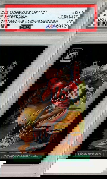 2023 PANINI DONRUSS OPTIC DOWNTOWN JOE MONTANA #D7 BLK PAND PSA 10