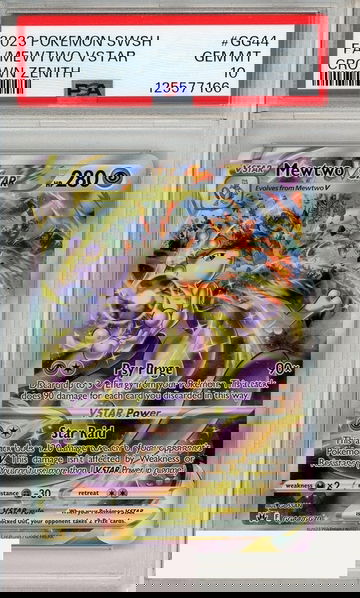 2023 POKEMON SWSH CROWN ZENITH FA MEWTWO VSTAR #GG44 PSA 10