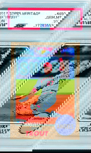 2017 Topps Heritage #450 Mike Trout Action PSA 10 GEM MINT!