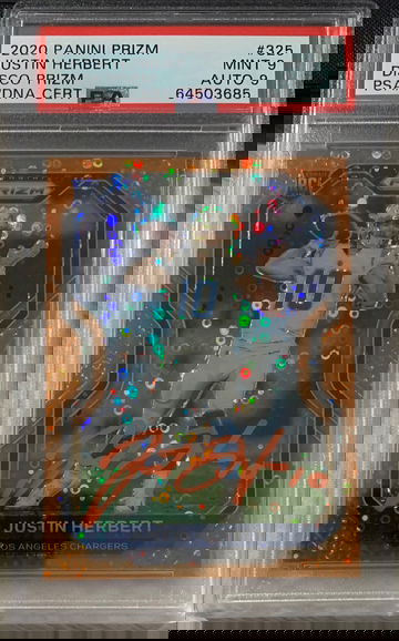 2020 Panini Prizm Orange Disco Justin Herbert AUTO color match