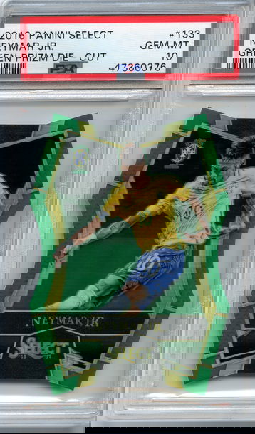 2016-17 Panini Select Neymar Jr Green Prizm Die-Cut Color Match 1/5 PSA 10 Pop 1