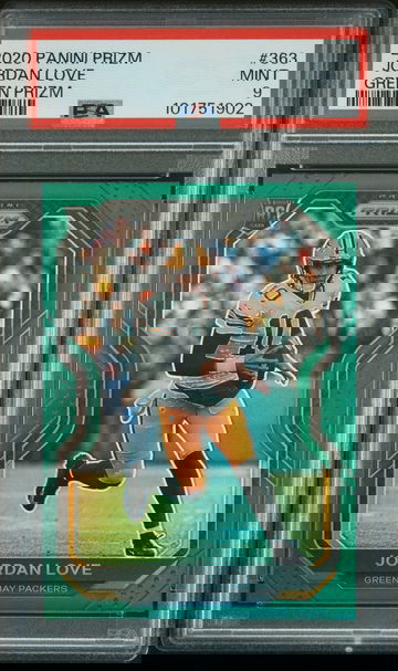 2020 Panini Prizm Green Prizm Jordan Love #363 RC PSA 9
