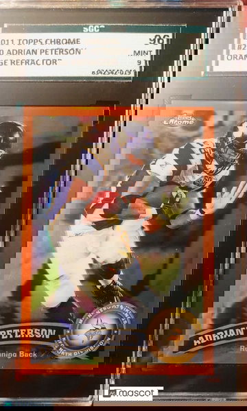 2011 Topps Chrome ADRIAN PETERSON ORANGE REFRACTOR PARALLEL #220 SGC 98 Vikings