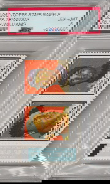 1962 Topps Stamp Panel with Tab: HOFer Billy Williams / Gus Triandos PSA 6 (Excellent-Mint)