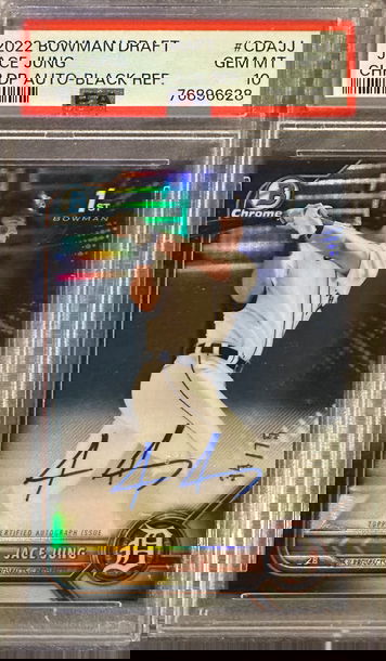 2022 BOWMAN DRAFT JACE JUNG CHR.DP AUTO BLACK /75 PSA 10