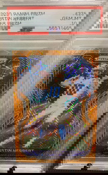 2020 Prizm Orange Lazer Justin Herbert PSA 10