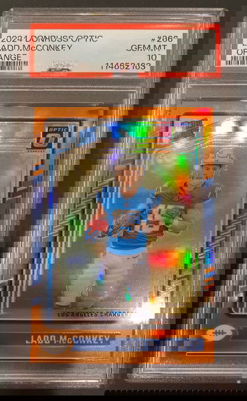 2024 Donruss Optic Ladd McConkey Orange PSA 10