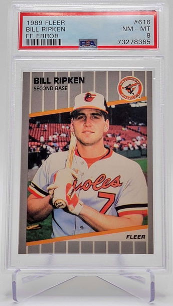 1989 Fleer #616 Bill Ripken FF Error PSA 8