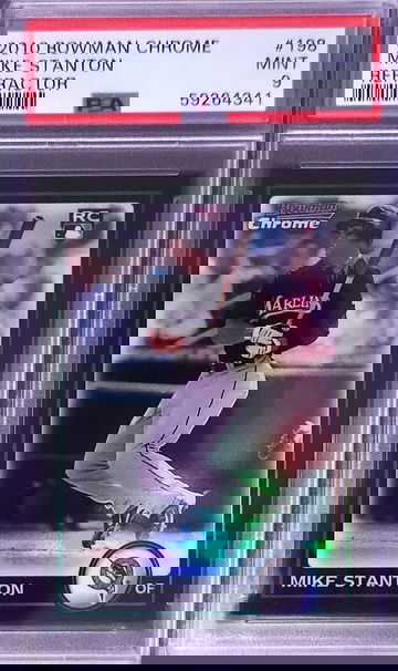 2010 Bowman Chrome Refractor Mike Stanton Rookie RC #198 PSA 9 Yankees Marlins