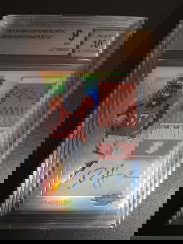 2018 Panini contenders optic #132 Auto Daesean Hamilton BGS 9/10 RC 