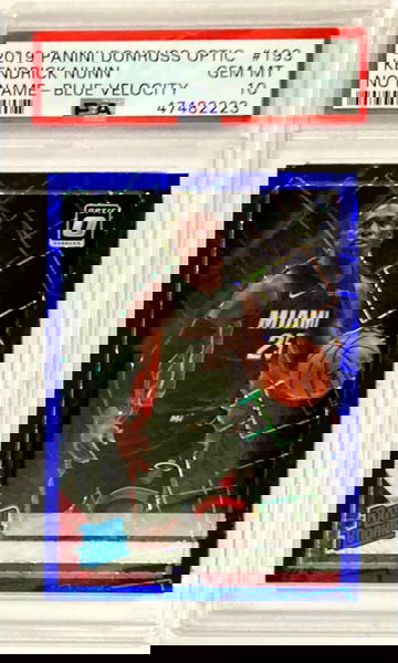 Kendrick Nunn 2019 Panini Donruss Optic Blue Velocity No-Name Rookie Card RC #193 PSA 10 GEM MINT Miami Heat