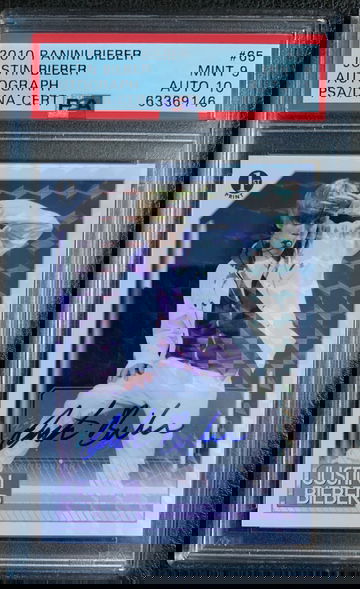 2010 Panini Justin Bieber Rookie Holo Auto PSA 9/Auto 10 Pop 1! First Edition