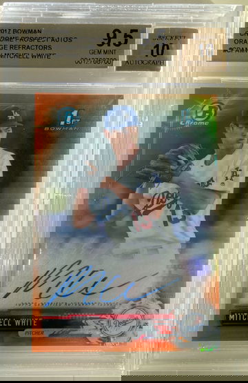 Mitchell Mitch white  2017 bowman chrome 1st auto autograph Orange refractor  bgs 9.5 10 #/25