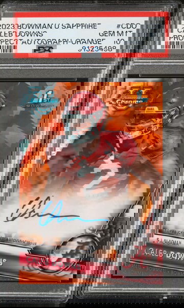 2023 Bowman University Chrome Sapphire Prospect Autograph Orange Caleb Downs #CDO /25 PSA 10