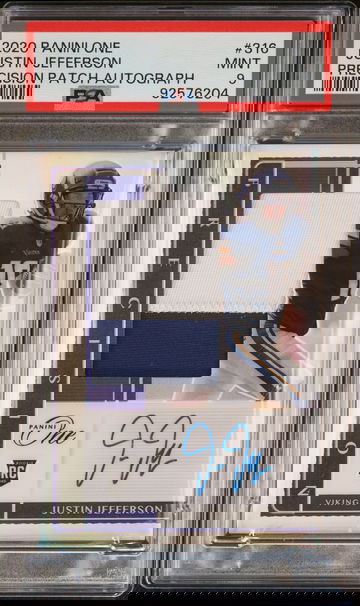 2020 PANINI JUSTIN JEFFERSON ONE PRECISION PATCH AUTOGRAPH #316 PSA 9