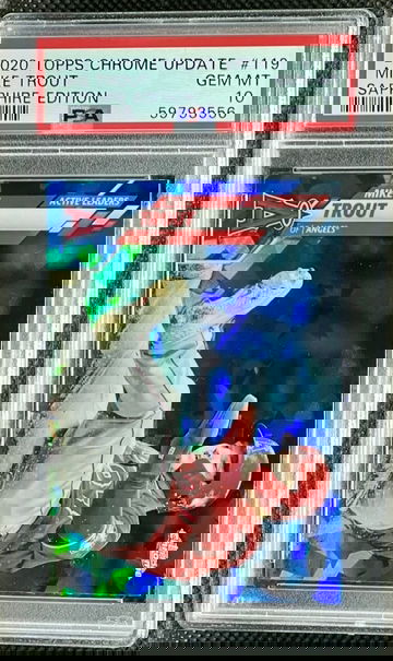 2020 Topps Chrome Sapphire Mike Trout Active Leader OBP US-119 PSA 10 Angels MVP