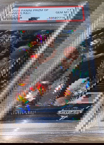 2020 Panini Prizm Draft Picks Lamelo Ball Blue Cracked Ice #58/99 PSA 10