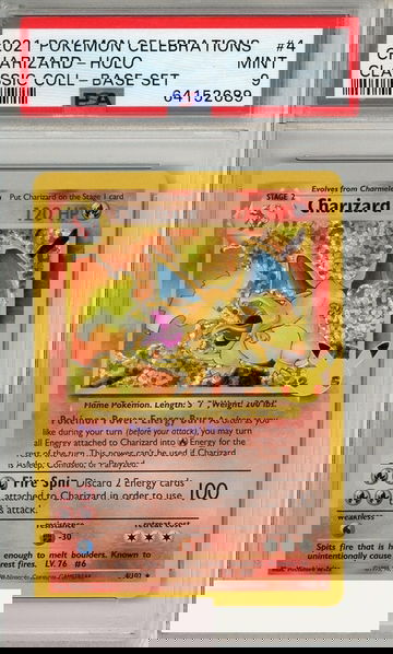 2021 POKEMON CELEBS CLASSIC COLL CHARIZARD-HOLO #4 BASE SET PSA 9