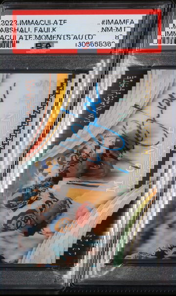 2022 Panini Immaculate Collection Immaculate Moments Autographs Marshall Faulk #IMAMFA PSA 8