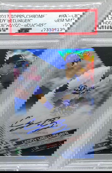 2017 Topps Chrome Cody Bellinger Blue Refractor /150 Auto PSA 10 POP 15!