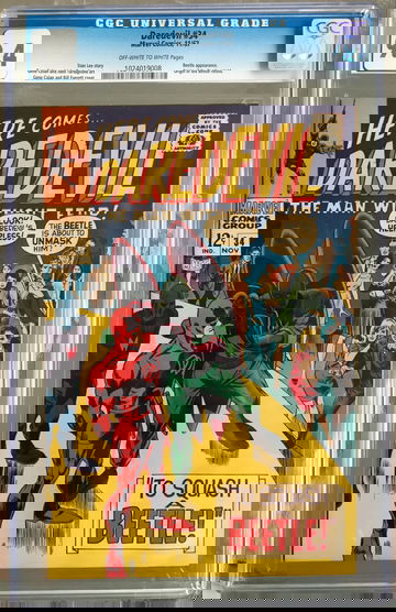 Daredevil #34 (1967) CGC 9.4 -- O/w to white pgs; Origin of the Beetle; Stan Lee