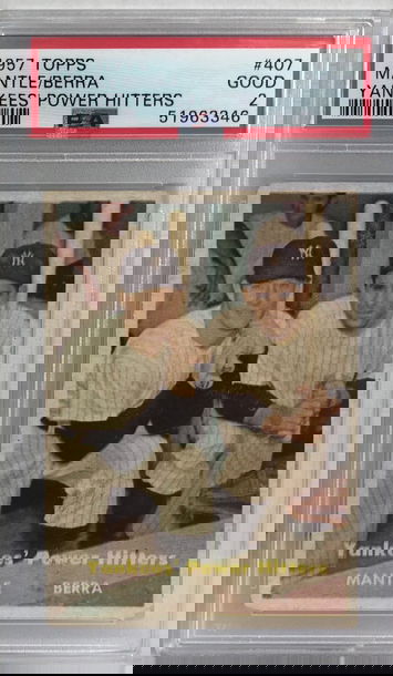 1957 Topps Mantle/Berra Yankees Power Hitters PSA 2 Good