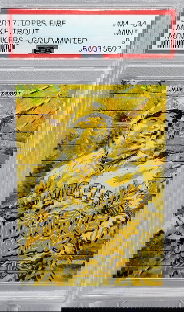 2017 Topps Fire #M-34 Mike Trout Monikers Gold Minted PSA 9