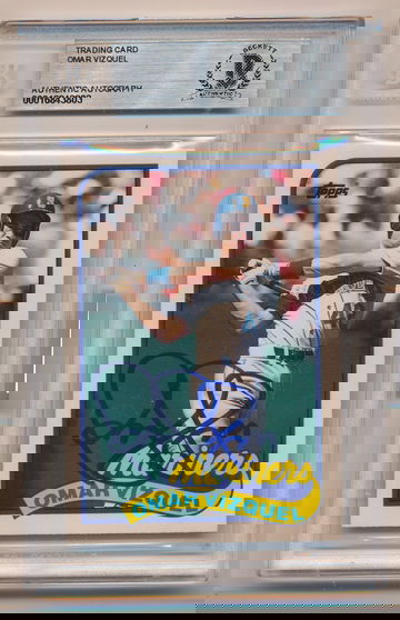 1989 Topps #122T Omar Vizquel Mariners Signed Autograph Beckett Baseball