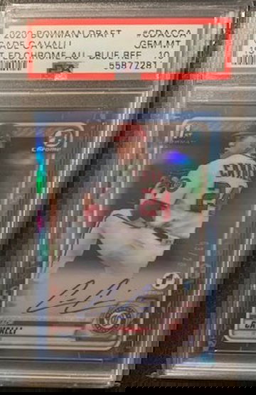 2020 Bowman Chrome Draft 1st Edition Cade Cavalli Blue Refractor Auto /20 PSA 10