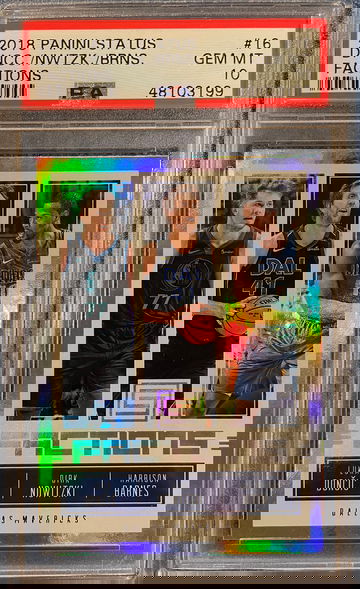 2018 Panini Status Factions Dirk Nowitzki/Harrison Barnes/Luka Doncic #16 PSA 10