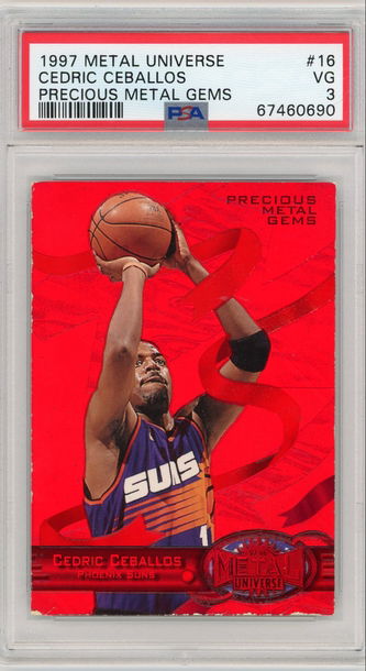 Cedric Ceballos 1997 Metal Universe Precious Metal Gems Red /100 PSA 3
