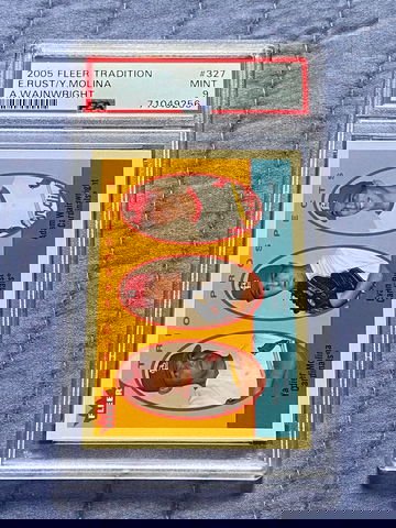 Yadier Molina Adam Wainwright Evan Rust - PSA 9 - 2005 Fleer Tradition Trio Prospects