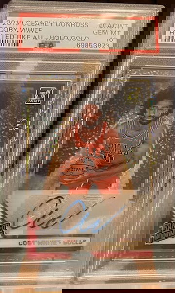 🔥Coby White 2019-20 Clearly Donruss Rated Rookie Holo Gold Auto /5 PSA 10 Pop 1