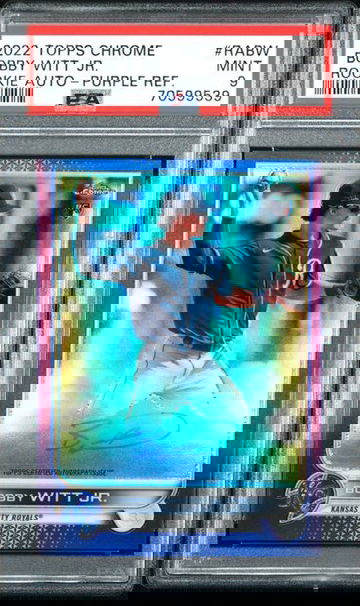 PSA 9 2022 Topps Chrome Rookie Autographs Bobby Witt Jr Purple /250