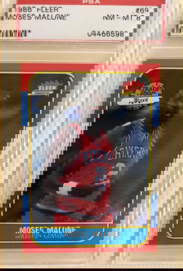 1986 fleer basketball Moses Malone #69 PSA 8