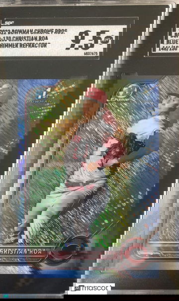 Christian Roa 2022 Bowman Chrome Pros. Blue Shimmer Refractor 146/150 SGC 9.5