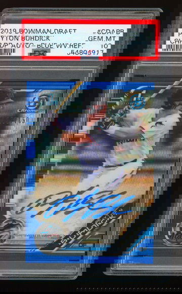 2019 Bowman Chrome PEYTON BURDICK Blue Wave Refractor Auto RC PSA 10 #135/150