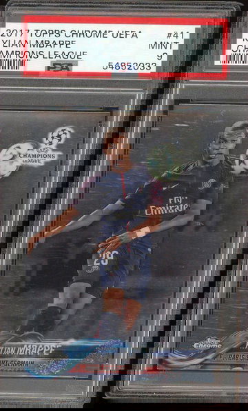 Kylian Mbappe 2017 Topps Chrome UEFA PSA 9