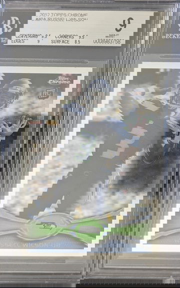 2012 Topps Chrome #40 Russell Wilson Rookie Card RC Stands in background BGS 9