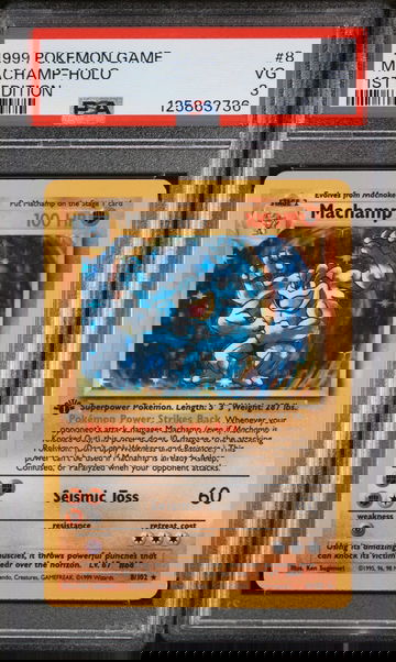 1999 Pokemon Base Set Holo 1st Edition Machamp #8 PSA 3