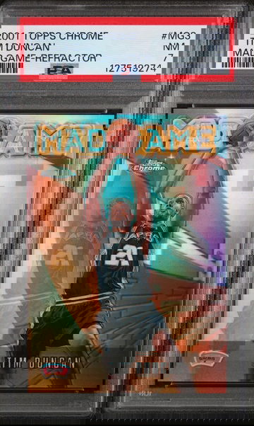 2001 Topps Chrome Mad Game Refractor Tim Duncan #MG3 PSA 7