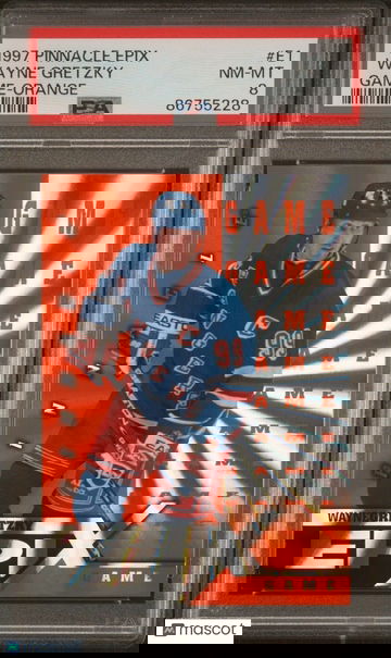 1997 Pinnacle Epix Wayne Gretzky #E1 GAME ORANGE PSA 8 NM-MT