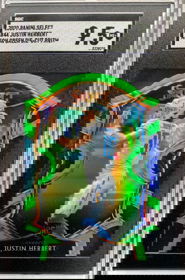 2020 Panini Select Justin Herbert #44 Neon Green Die Cut Prizm SGC 9.5!