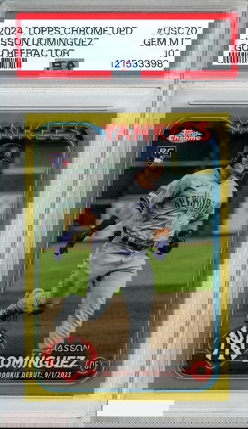 2024 TOPPS CHROME UPDATE JASSON DOMINGUEZ #USC70 GOLD 11 OF 50 ROOKIE RC PSA 10