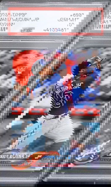 PSA 10 - 2018 TOPPS RONALD ACUNA JR RC #698 BAT DOWN