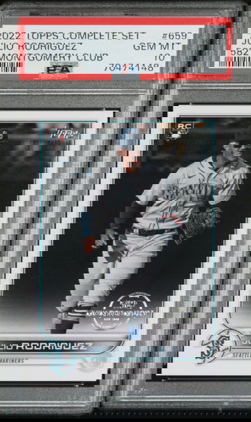 2022 TOPPS COMPLETE SET JULIO RODRIGUEZ 582 MONTGOMERY CLUB PSA 10